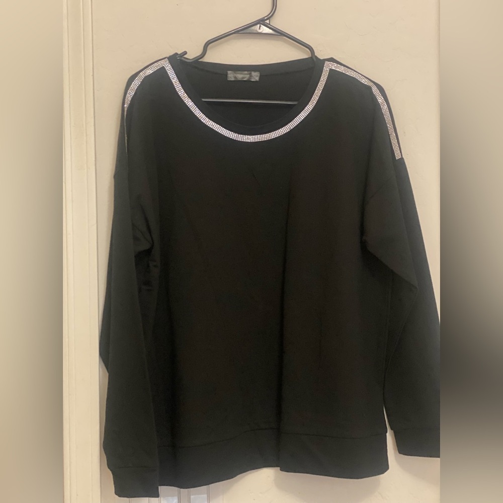 Rhinestone neckline top